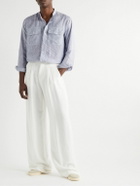 Turnbull & Asser - Unwin Grandad-Collar Striped Linen Shirt - Blue