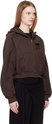 Ottolinger Brown Distressed Multiline Zip Hoodie