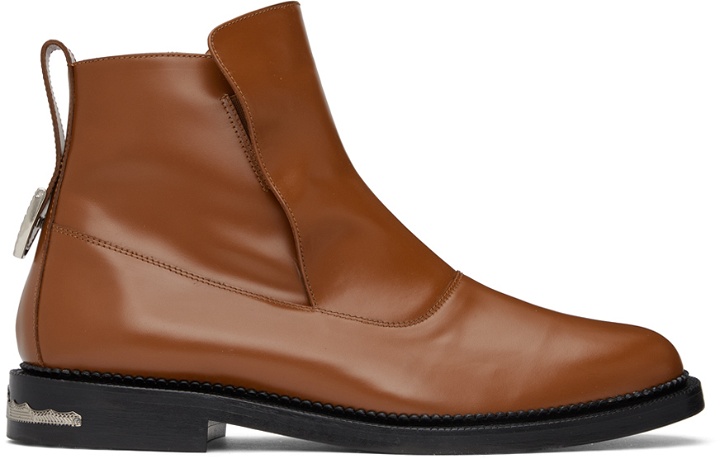 Photo: Toga Virilis Brown Concealed Gussets Chelsea Boots