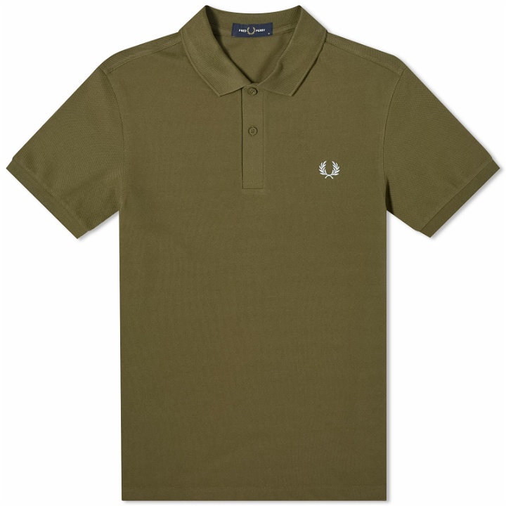 Photo: Fred Perry Men's Plain Polo Shirt in Uniform Green/Light Ice