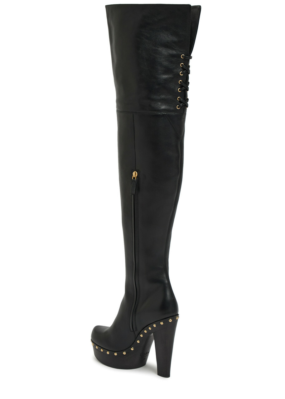 Chloe Lola 120 Leather Over-the-knee Boots Black