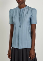 Lemaire Creased Satin Shirt Light Blue