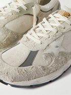 Golden Goose - Dad-Star Distressed Leather-Trimmed Suede and Mesh Sneakers - White