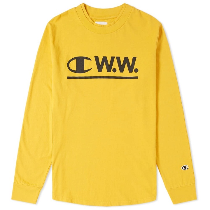 Photo: Champion x Wood Wood Long Sleeve Logo Tee Yellow