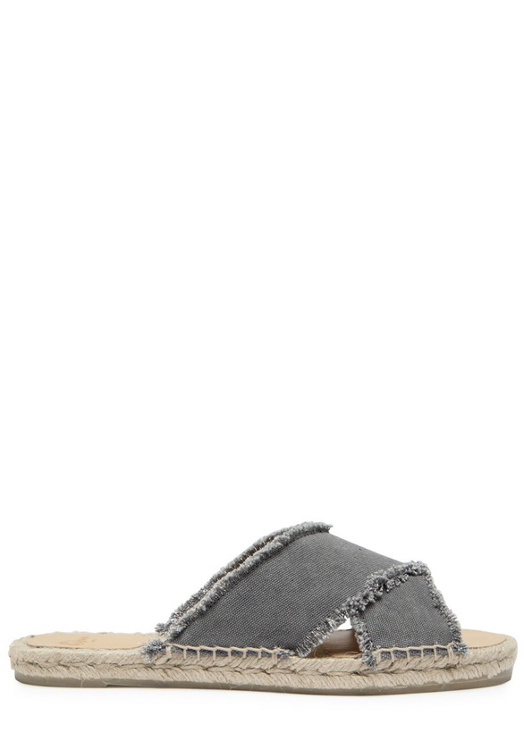 Photo: Castañer Palmera Distressed Canvas Espadrille Sliders Grey