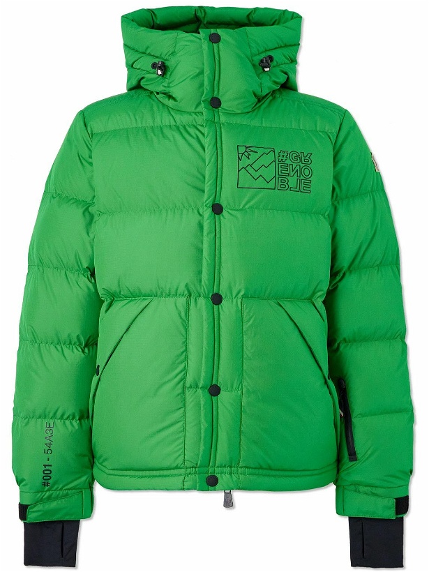 Photo: Moncler Grenoble - Cristaux Logo-Appliquéd Quilted Shell Down Hooded Ski Jacket - Green
