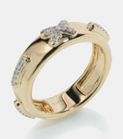 Stone and Strand Diamond Cross Stitch 14kt gold ring with white diamonds