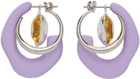 Mounser Silver & Purple Marshmallow Hoop Earrings