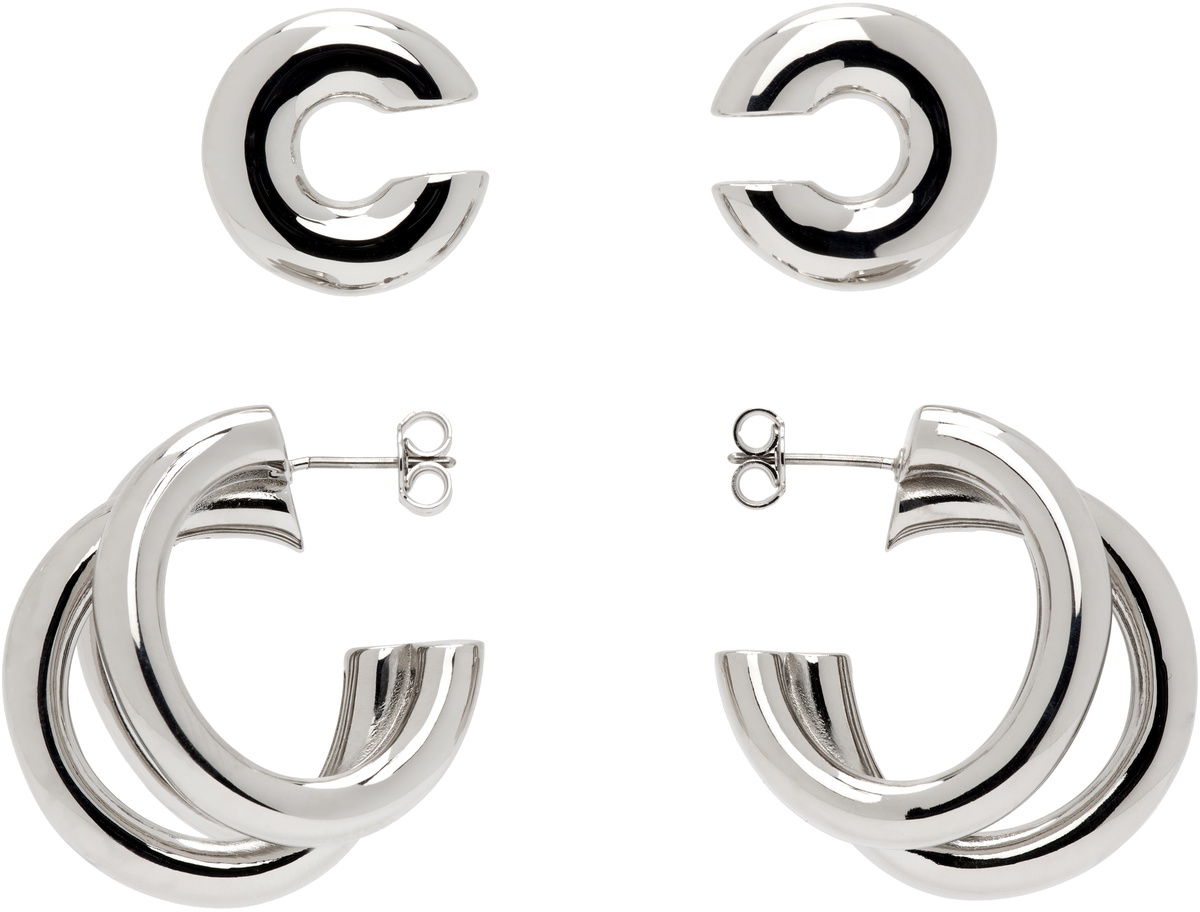 Rabanne Silver & Gold Eight Chunky Earrings Paco Rabanne
