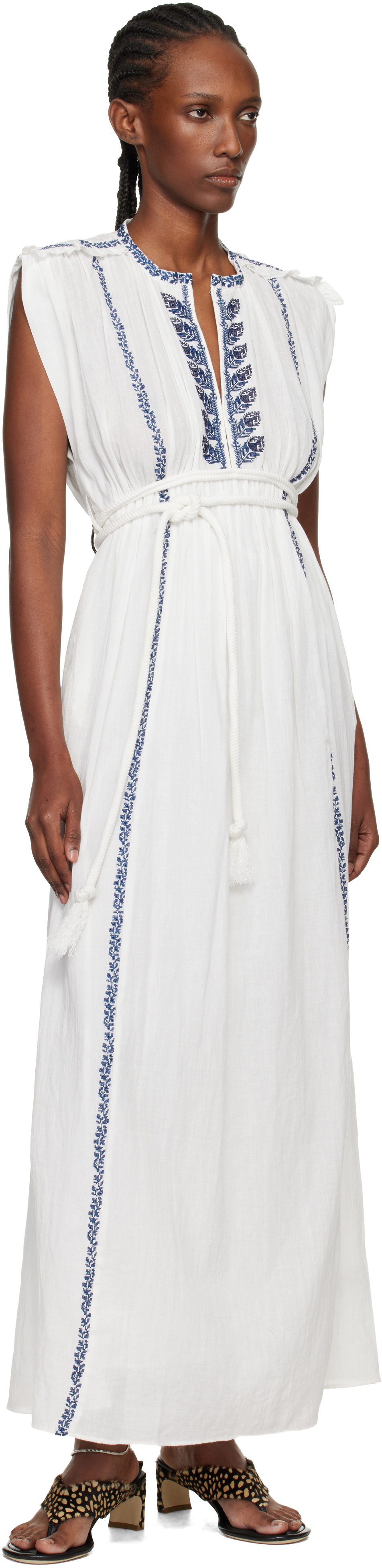 Isabel Marant Etoile White Liviane Summer Embroidered Long Dress