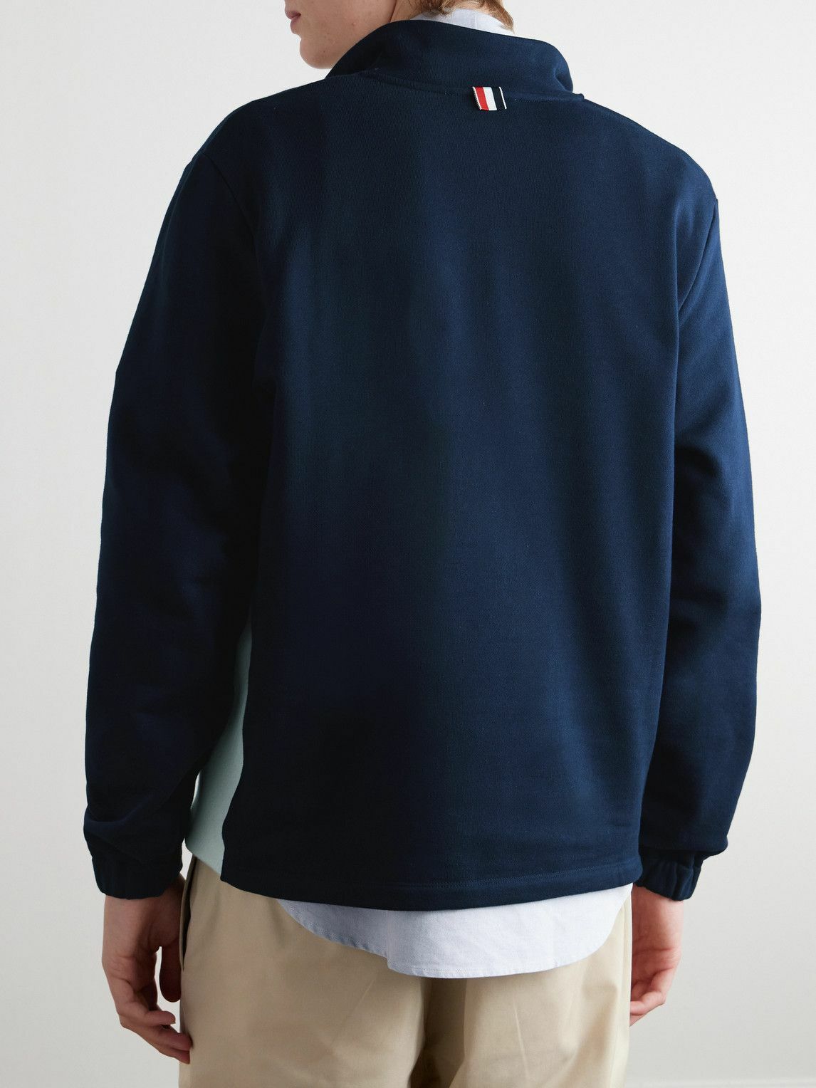 Thom Browne - Logo-Appliquéd Cotton-Jersey Half-Zip