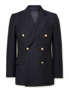 Kingsman - Double-Breasted Wool and Mohair-Blend Twill Blazer - Blue