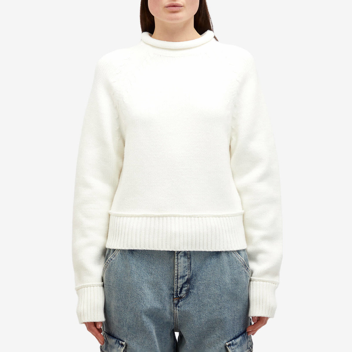 Good American Women's Crewneck Sweater in Cloud White