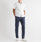 Hartford - Slim-Fit Tapered Pleated Cotton Drawstring Trousers - Blue