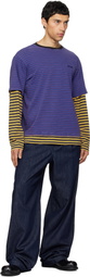 We11done Blue & Yellow Layered Stripe Long-Sleeve T-shirt