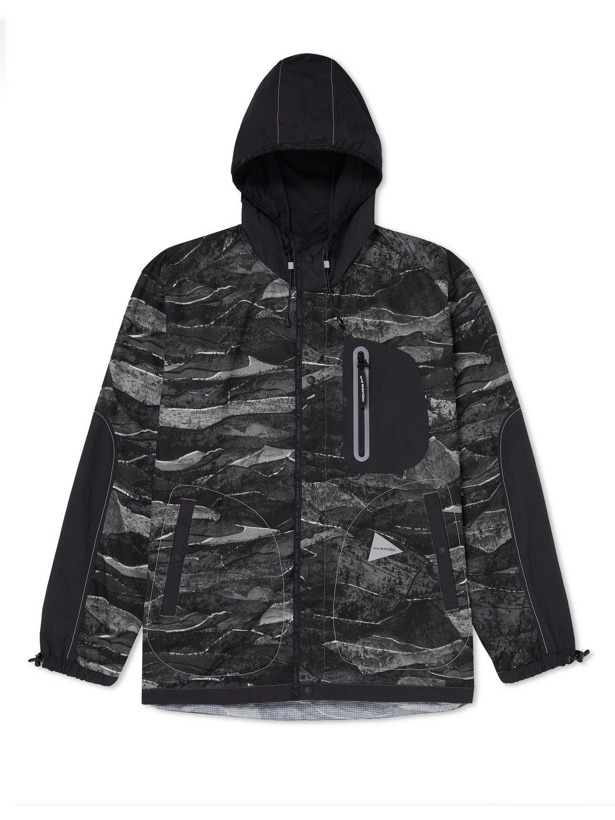 Photo: AND WANDER - Printed Nylon Hooded Jacket - Black