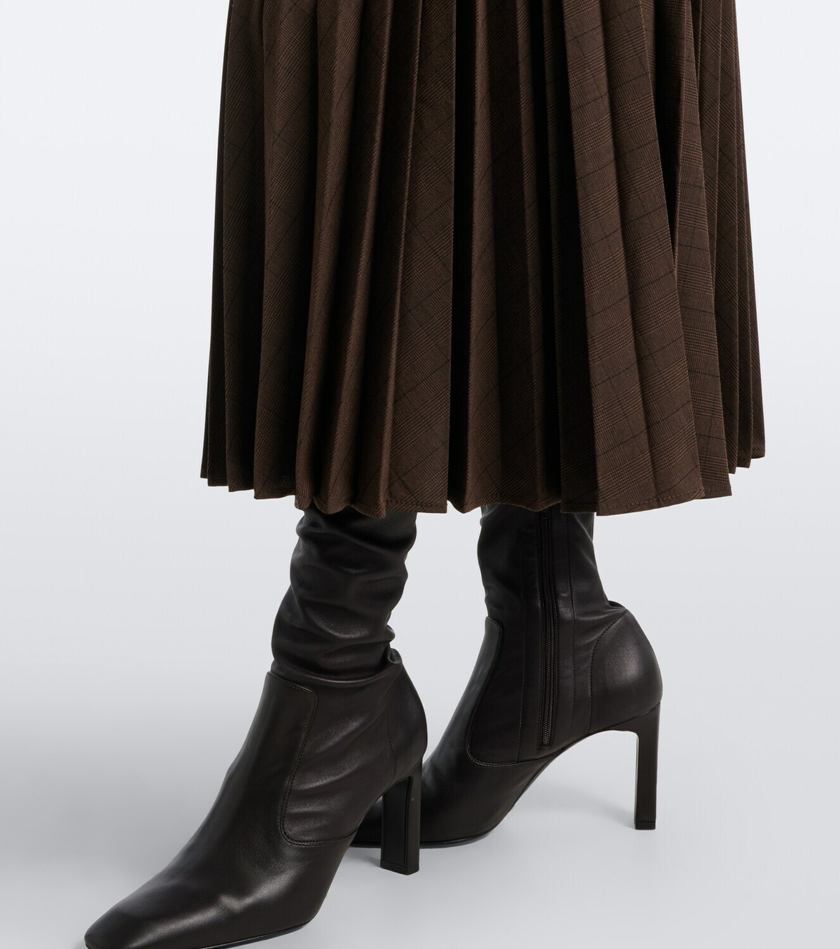 Simkhai Abilene checked ribbed-knit pleated midi dress