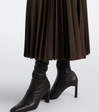 Simkhai Abilene checked ribbed-knit pleated midi dress