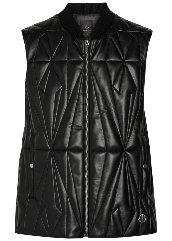 Photo: Rick Owens X Moncler Geocamo Padded Leather Flight Vest Black