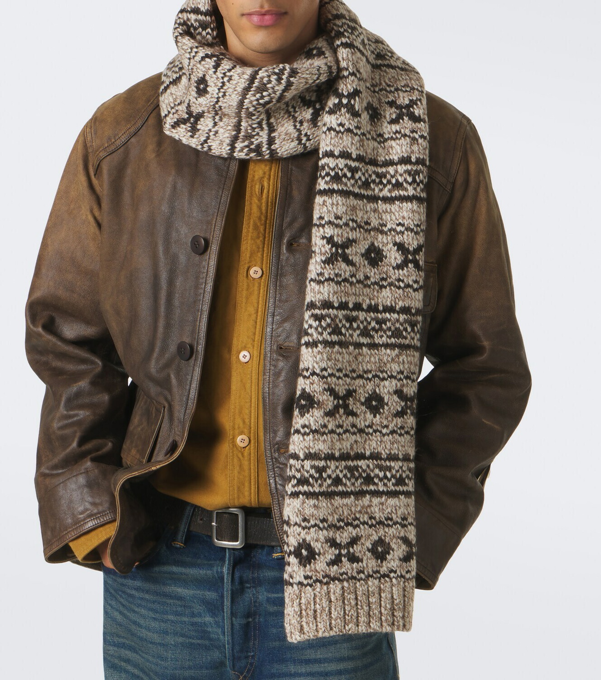 RRL Wool and cotton-blend scarf
