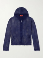 424 - Knitted Cotton Zip-Up Hoodie - Blue