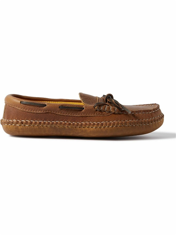 Photo: Quoddy - Pebble-Grain Leather Slippers - Brown