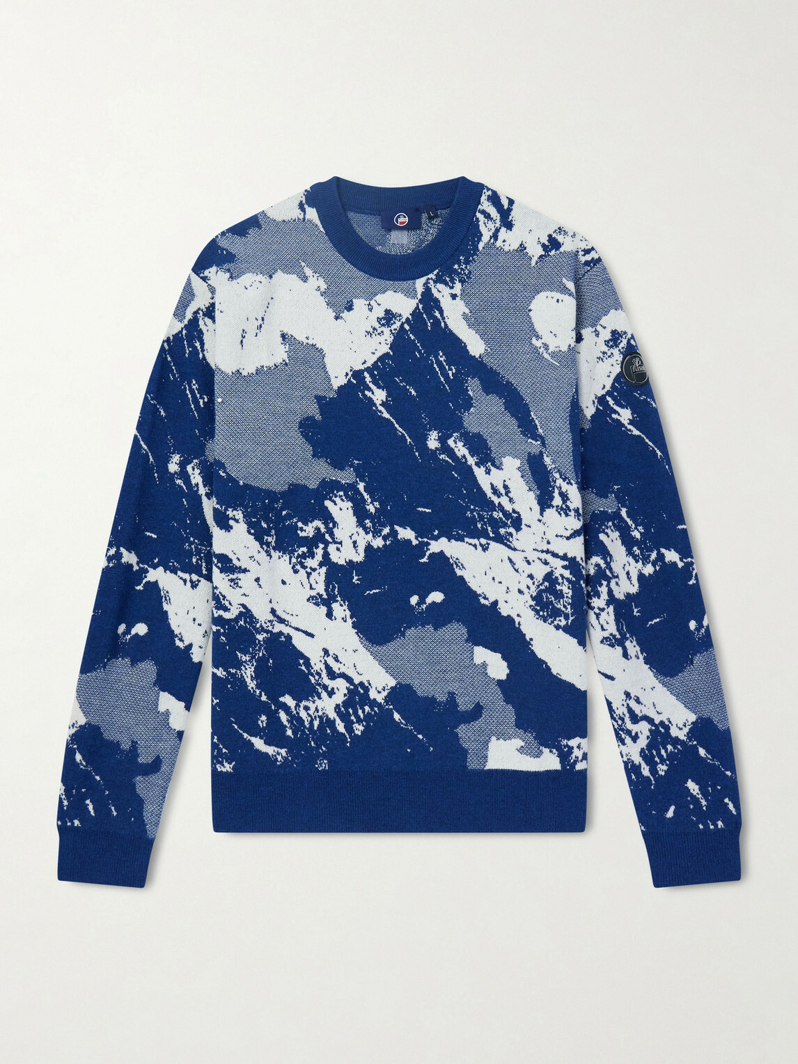 Fusalp - Mountain Logo-Appliquéd Merino Wool-Jacquard Sweater - Blue