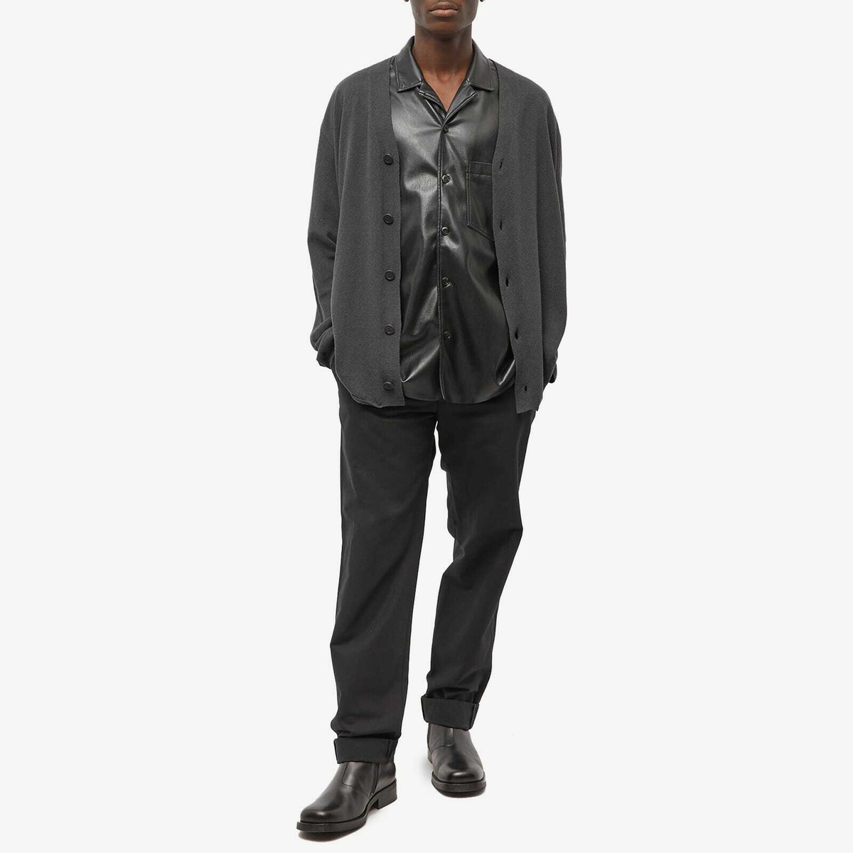 Our Legacy Men's Knit Cardigan in Anthracite Habitable Silk Our Legacy