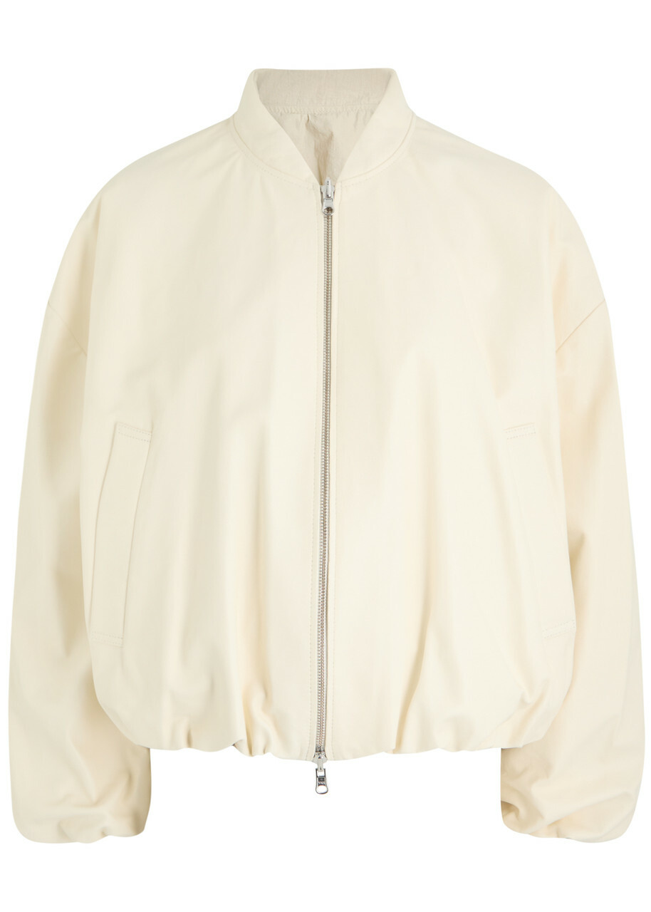 Arma Nova Reversible Leather Bomber Jacket Ecru