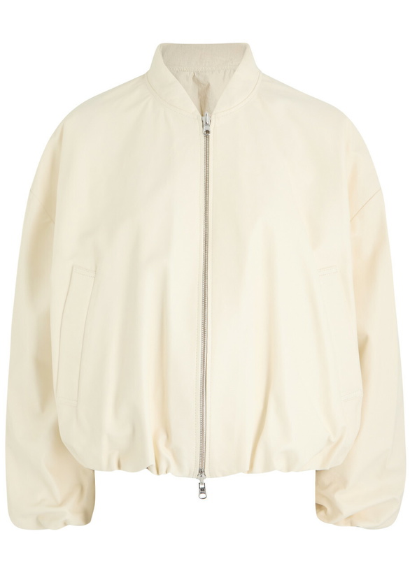 Photo: Arma Nova Reversible Leather Bomber Jacket Ecru