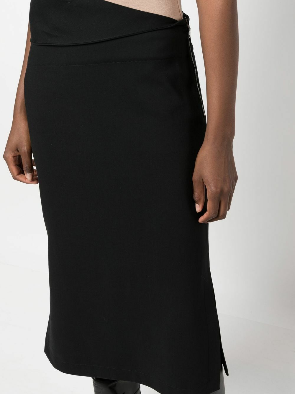 LEMAIRE Black Asymmetric Pencil Skirt Lemaire