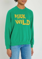 Mother The Biggie Concert Printed Cotton Sweatshirt Green