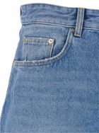 Icon Denim Light Blue Bermuda Pants With Wide Leg And Logo Patch On The Rear In Denim Man