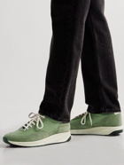 Common Projects - Track 80 Leather-Trimmed Suede and Ripstop Sneakers - Green