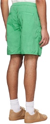 Solid Homme Green Embroidered Shorts