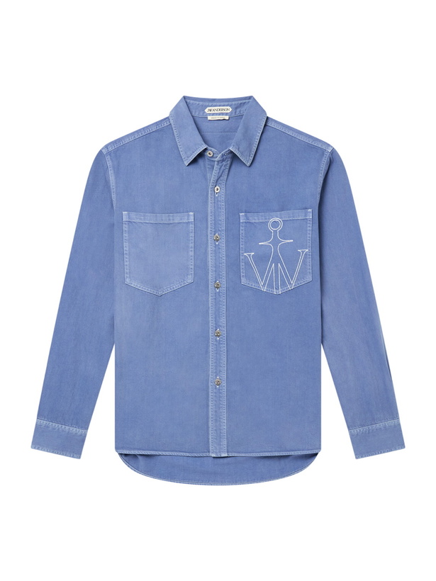 Photo: JW Anderson - Logo-Embroidered Cotton-Twill Shirt - Blue