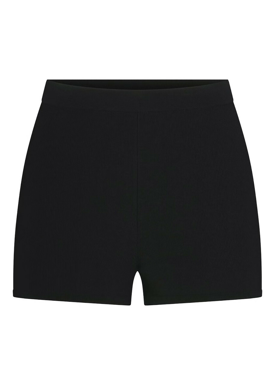 Skims High-waisted Knit Shorts Black