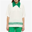 Adidas Women's Adicolor 70s Knit Polo Shirt in Cream White