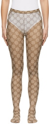 Gucci Beige & Brown GG Tights
