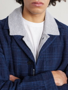 Folk - Chain Checked Cotton and Wool-Blend Jacket - Blue