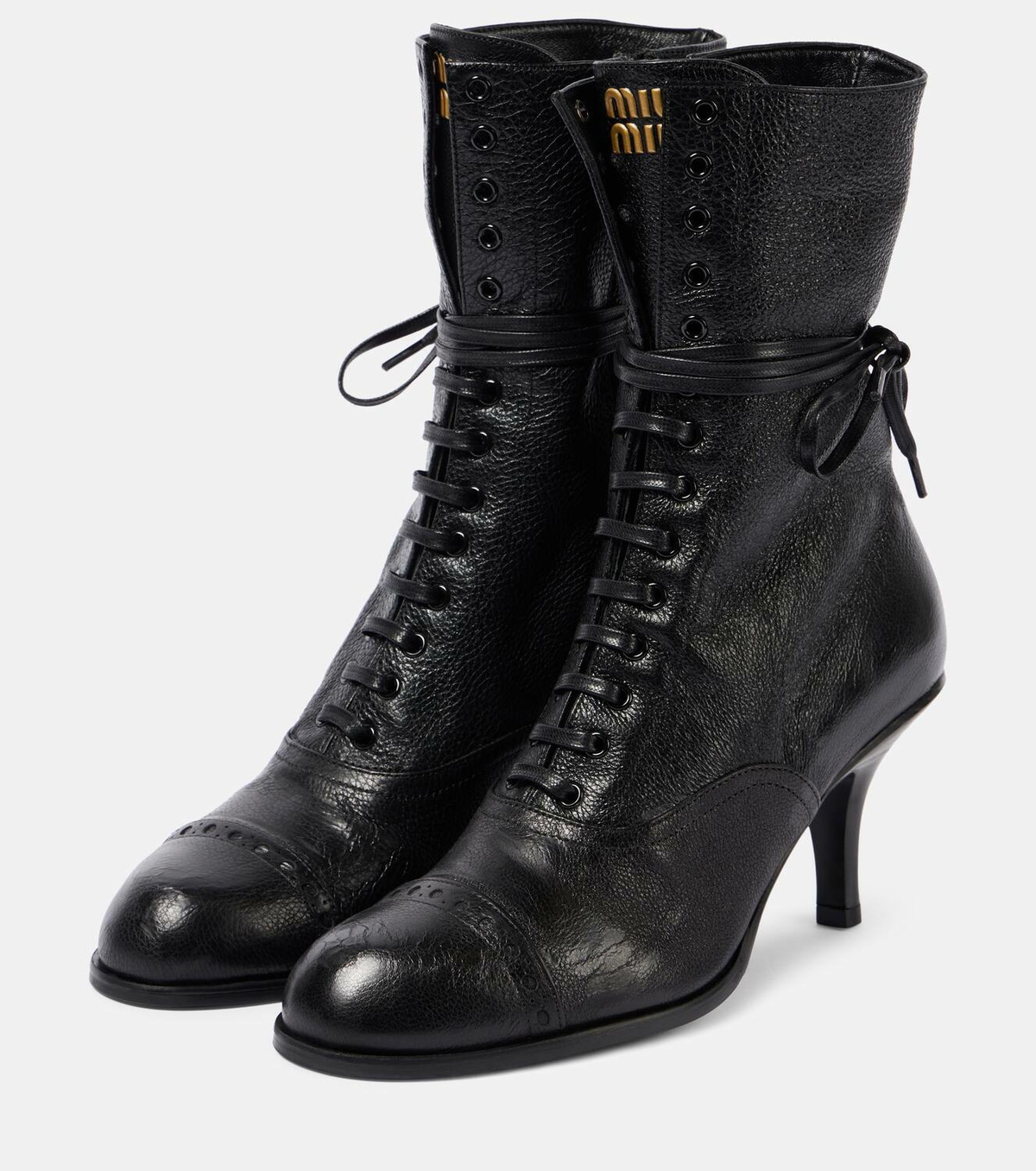 Miu Miu 75 leather lace-up boots Miu Miu