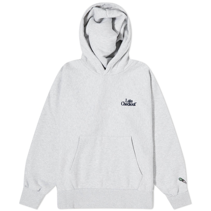 Photo: Late Checkout Logo Popover Hoodie in Grey