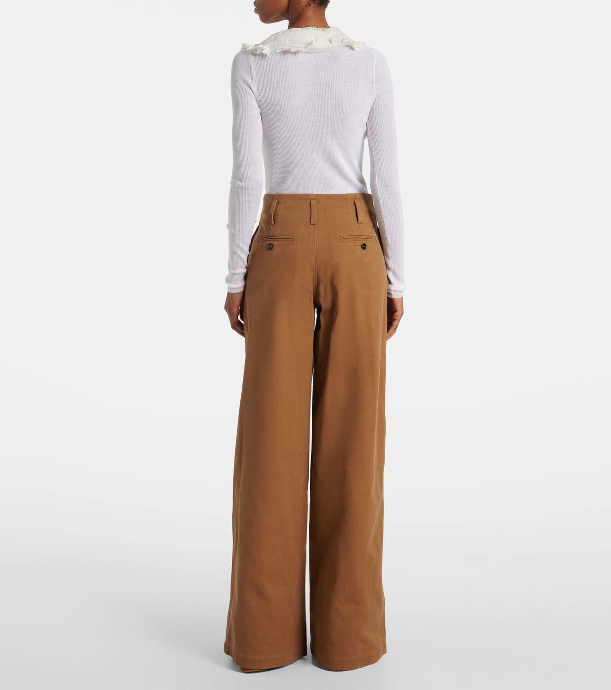 Chloé High-rise cotton canvas wide-leg pants Chloe Chloé High-rise cotton canvas wide-leg pants Chloe
