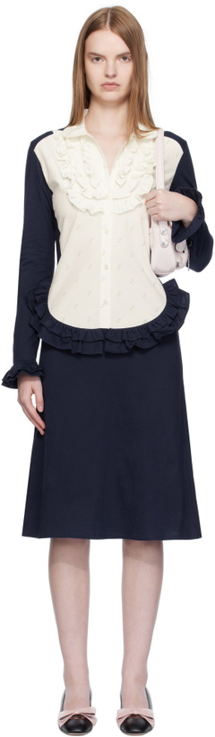 Photo: Ashley Williams Navy & White Chan Midi Dress