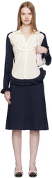 Ashley Williams Navy & White Chan Midi Dress