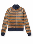 Wales Bonner - Logo-Embroidered Checked Recycled-Jersey Track Jacket - Orange