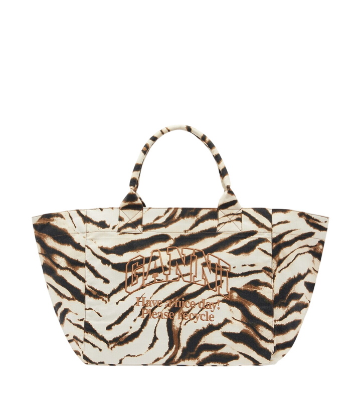 Photo: Ganni Large zebra-print canvas tote bag