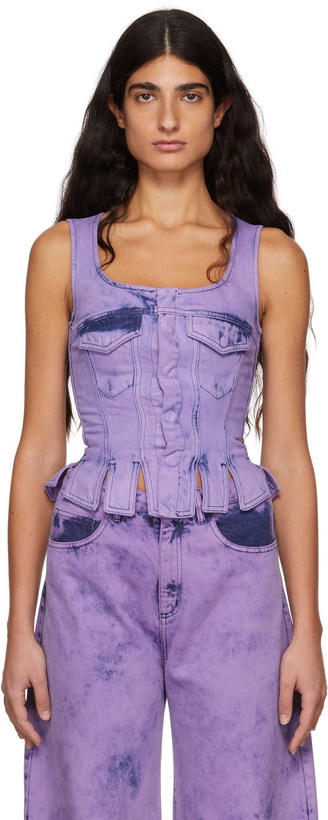 Photo: Marques Almeida SSENSE Exclusive Purple Denim Corset Tank Top