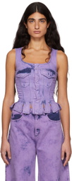 Marques Almeida SSENSE Exclusive Purple Denim Corset Tank Top