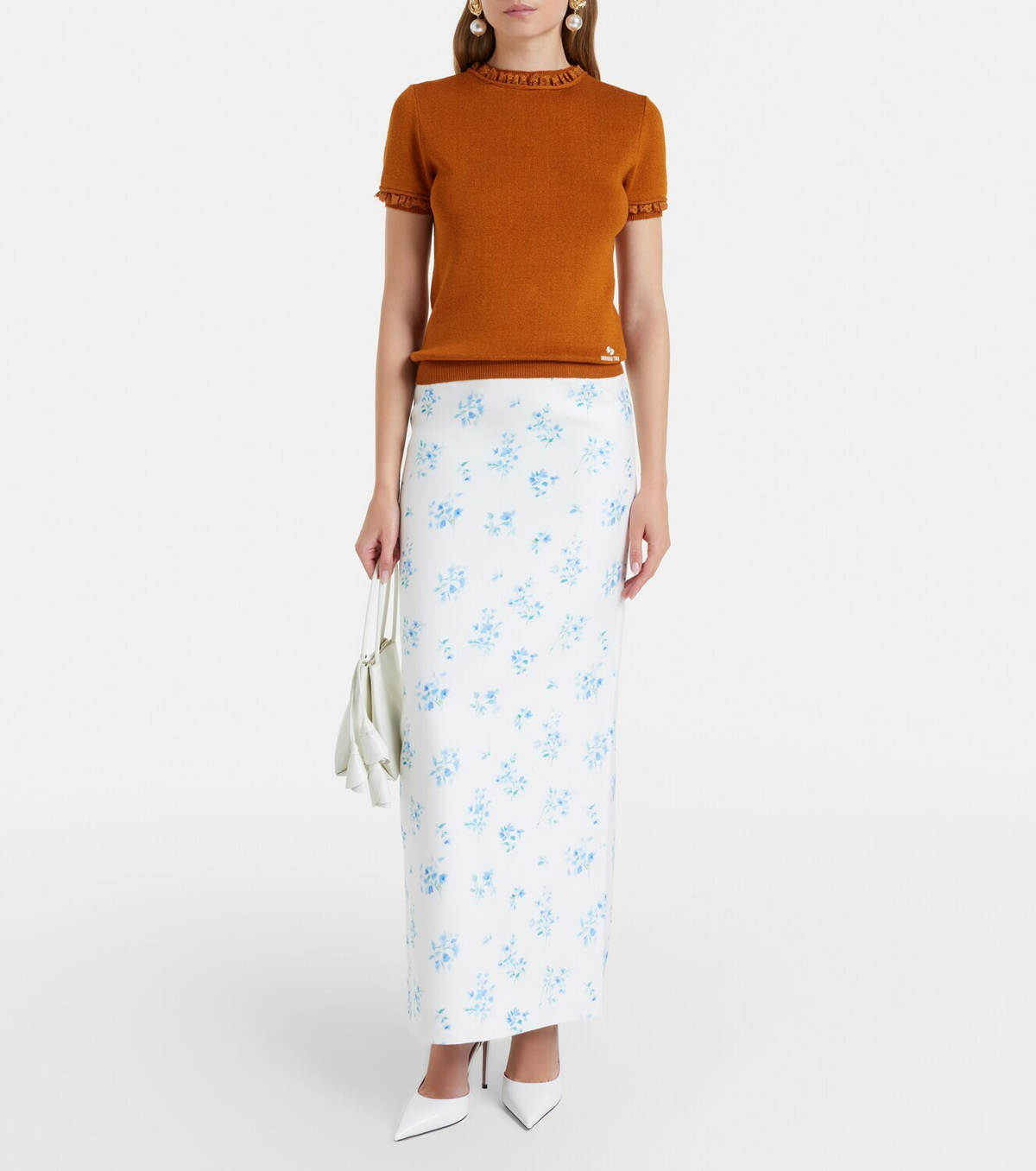 Shushu/Tong Lace-trimmed linen top